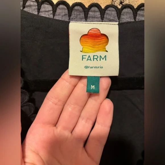 new Farm Rio stitched garden black floral midi long sleeve dress - Picture 7 of 8